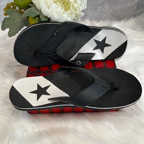 Converse All Star Flip Flops Black White Sz 5-6 NEW AS IS - Picture 3 of 13